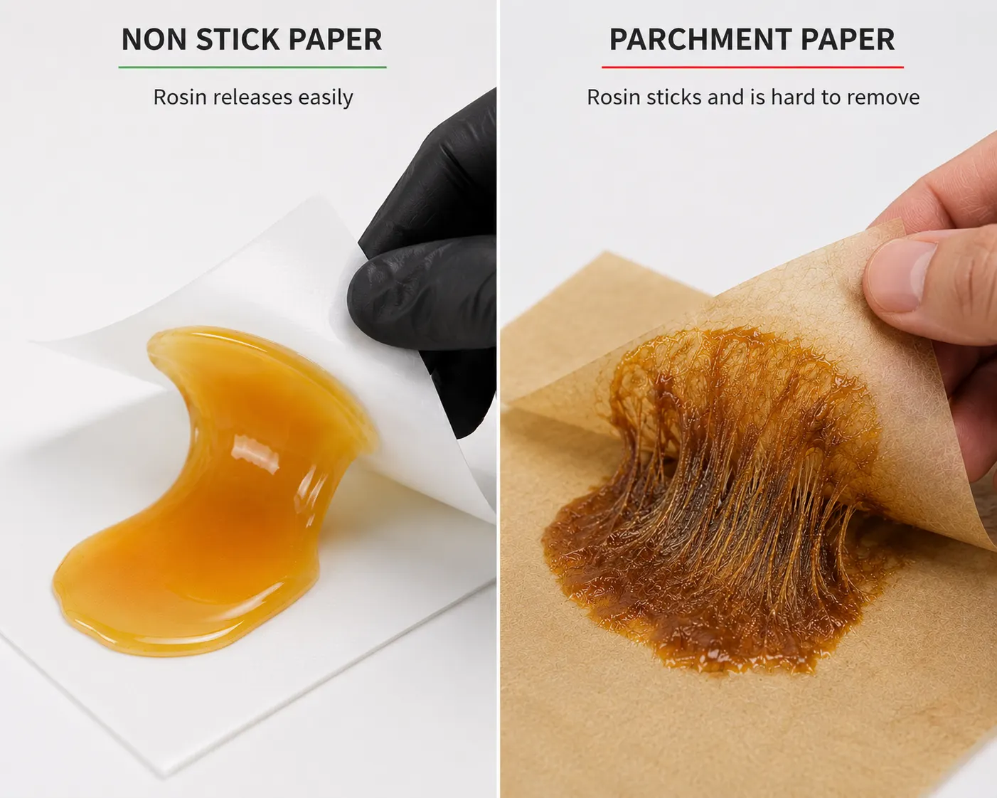 PTFE coated parchment paper for rosin extraction comparison