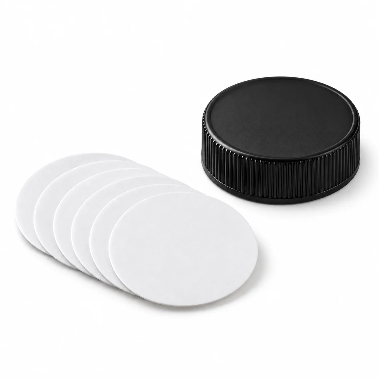 White PTFE liner discs for concentrate jar caps